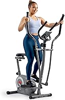 Sunny Health & Fitness 2-in-1 Elliptical Bike - Ultra Quiet Magnetic Resistance, Bluetooth SunnyFit App, Pulse Grips, LCD Monitor for Home Gym Workouts