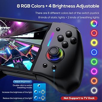 Switch Controller for Nintendo Switch/OLED, Handheld for Pro Controller | RGB One-Piece Joypad Controller for Joy-con with Adjustable Turbo, Dual Motor Vibration