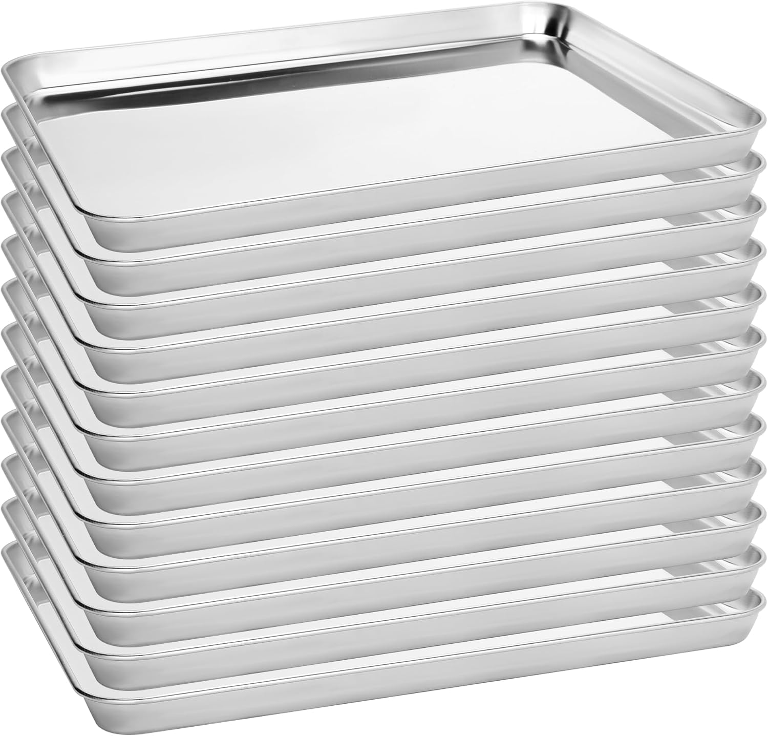 12 Pack Stainless Steel Baking Sheet Pans,  Cookie Sheets for Toaster Oven, Rust-Resistant, Dishwasher Safe