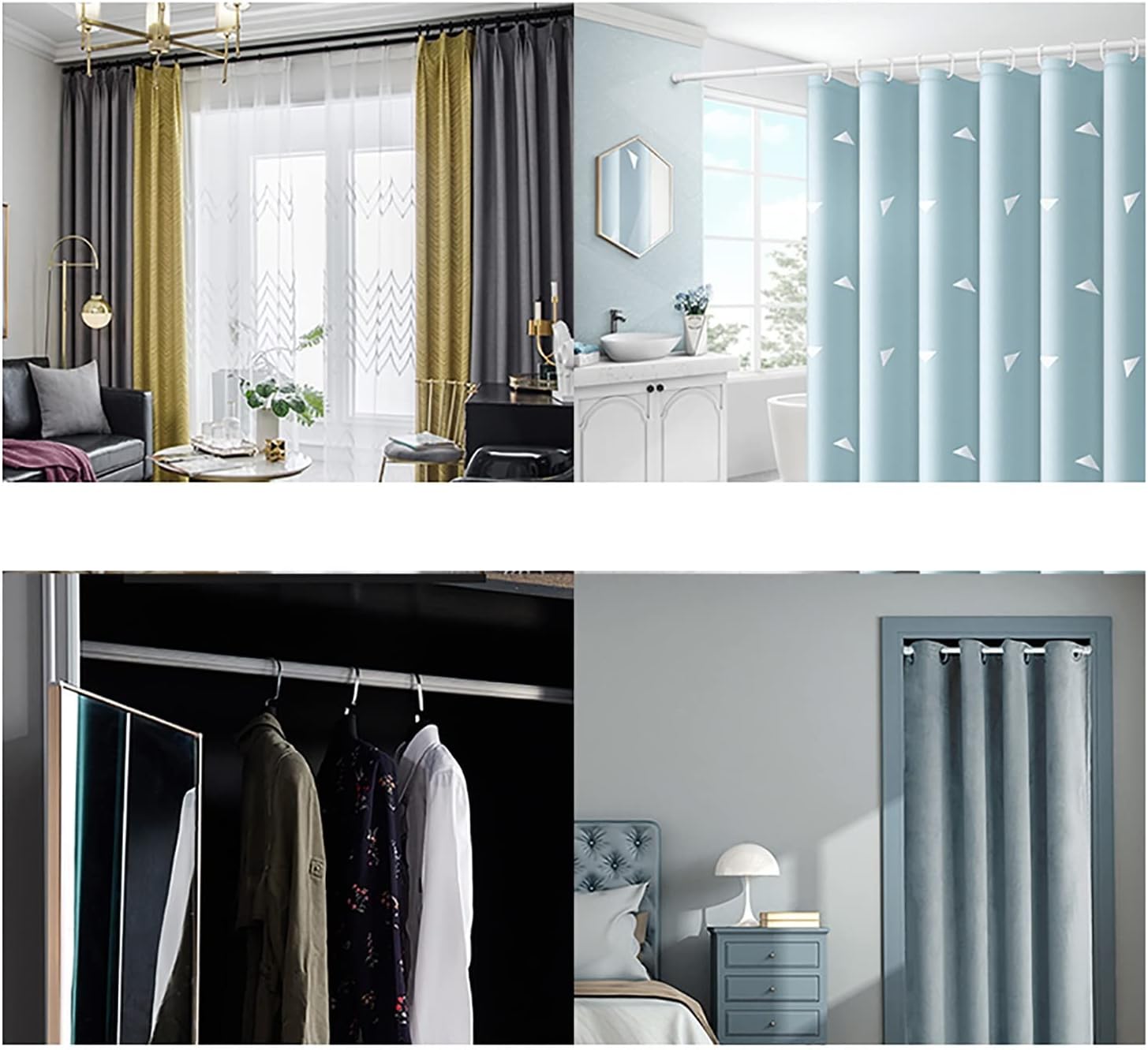 Shower Curtain Rod, L-shaped Shower Curtain Rod，Shower Curtain Rod Retractable Shower Curtain Rod, Spring Tension Curtain Rod, Nail-free Non-slip, For Wardrobe Closet Cabinet Light Weight Nets & Voile