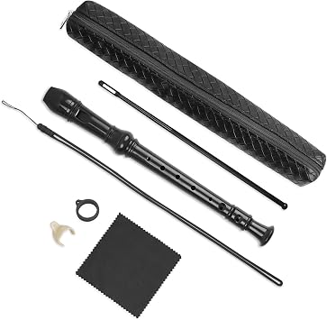 Recorder Instrument for Beginner Adults,8-Hole Soprano Descant Recorder Music Flute with Cleaning Rod & Case Bag For Home Entertainment6-Woven Black