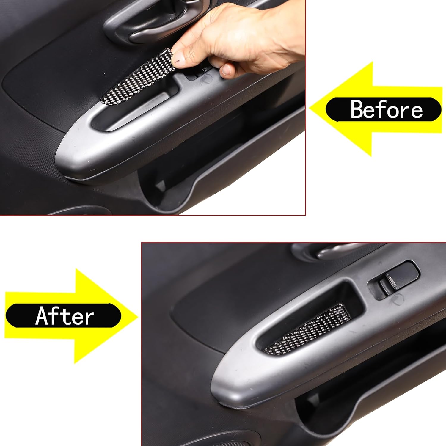PIUGILH Car Side Door Storage Box Pad Slot Sticker, Soft Carbon Fiber Front Rear Door Storage Box Groove Slot Mat Panel Sticker for Kia Soul 2009-2013 Interior Accessories, 5Pcs (Black)