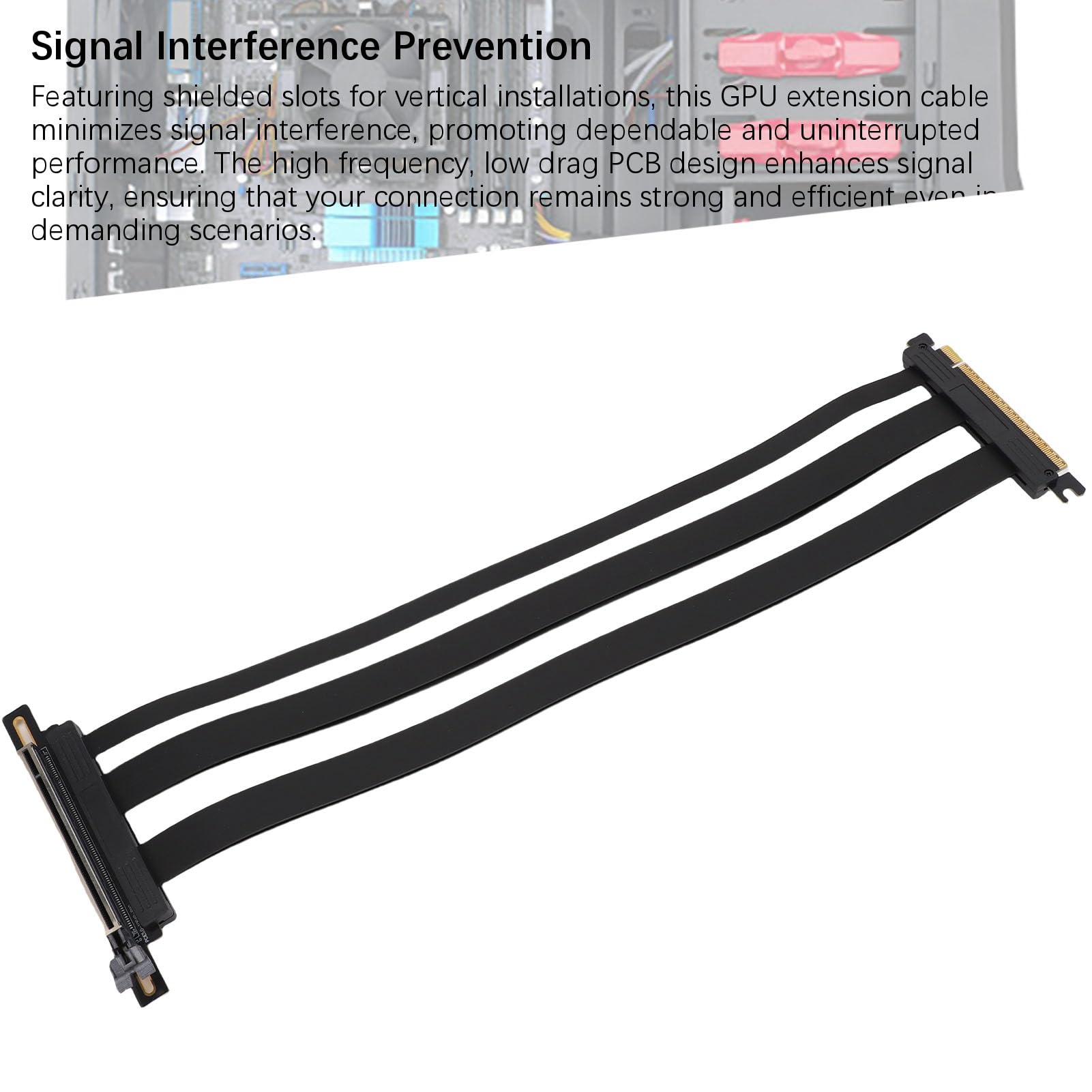 Generic Ekranowany Kabel Riser PCIe 5.0 X16 do RTX 4090 (Ti) Kabel Przedłużający 128 Gb/s do Obudowy Komputera PC Serwer o Małej Przestrzeni ITX Buduje się w Kolorze Czarnym (40cm) (40cm)