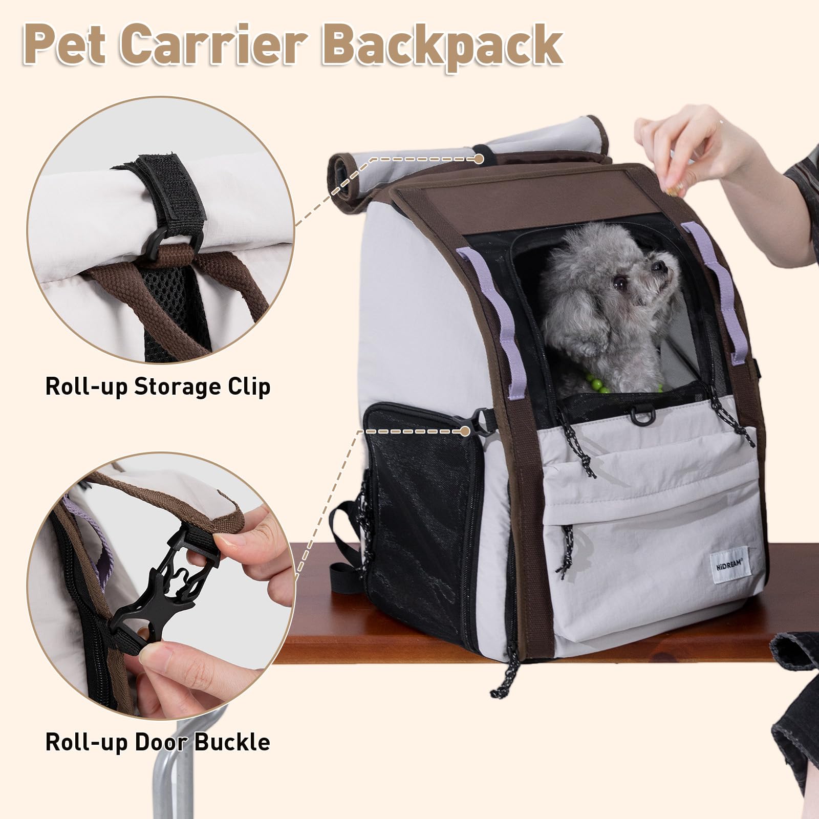 ETIAL Pet Carrier Backpack for Cats and Small Dogs, Bubble Backpack with Front Expandable Lounge, Airline Approved Comfortable Ventilated Travel Carrier for Pets Up to 18lbs (Light Grey) - image 5