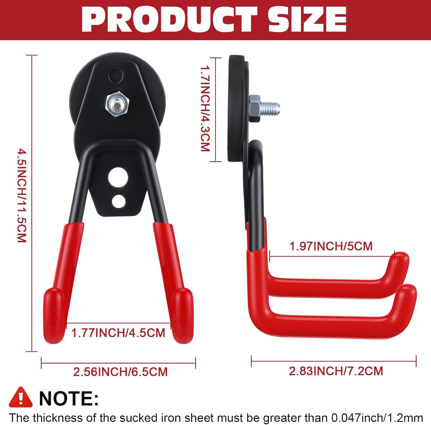 Landhoow 10 Pcs Large Magnetic Hooks Heavy Duty Garage Magnet Hooks Strong Storage Utility Magnetic Hangers with Anti Slip Rubber Coating for Indoor and Outdoor Hanging (Red)