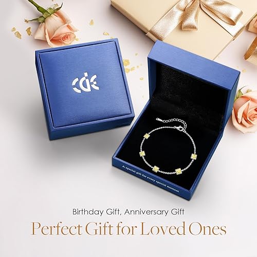 Miniatura 6 de CDE Pulseras de plata de ley 925 con piedra natal para mujer, delicada pulsera de eslabones ajustables para mujer, aniversario, cumpleaños,