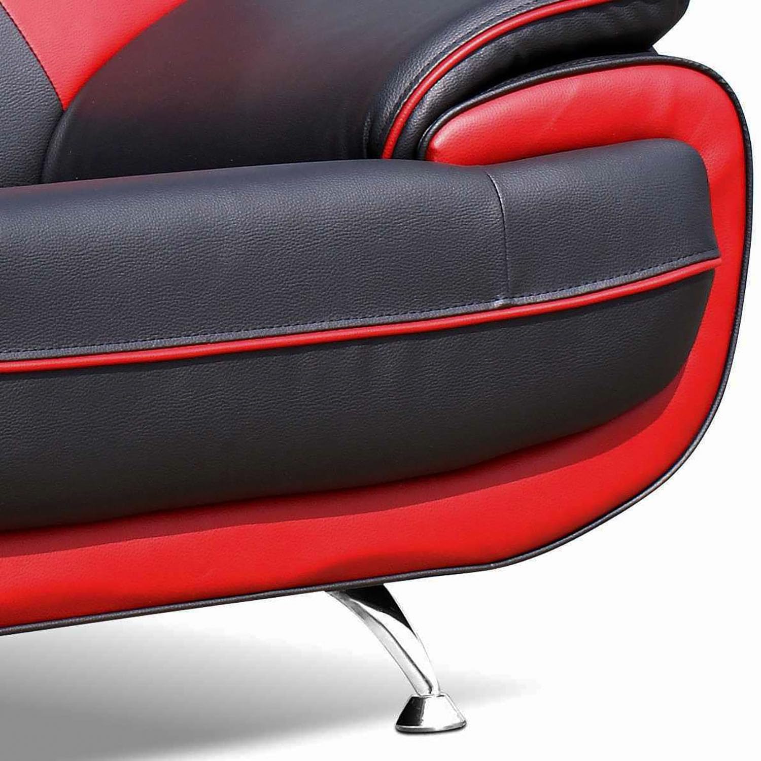 Mobilier-Deco MUZA - Canapé Design 3 Places en Simili Cuir Noir et Rouge