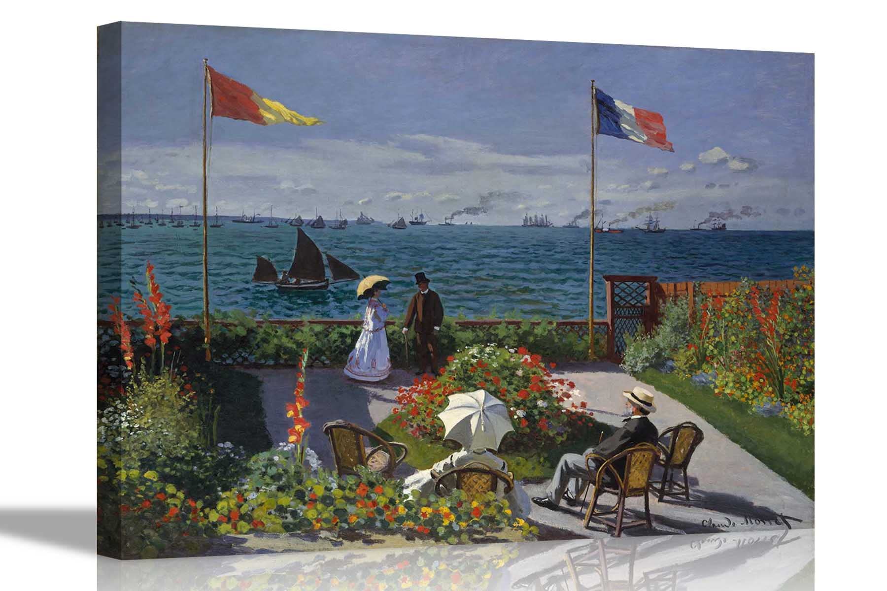 Artley Prints Garden At Sainte-Adresse Claude Monet Canvas Prints Framed Wall Art Decor Home Artwork Giclee Pictures Large 86 X 61Cm (34 X 24 Inches)