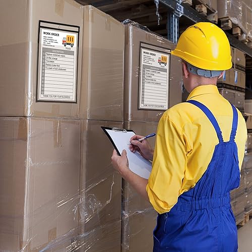 Miniatura 6 de Yunsailing Paquete de 80 bolsillos de borrado en seco, reutilizables, de borrado en seco, funda transparente para boletos de pedido, bolsillo para