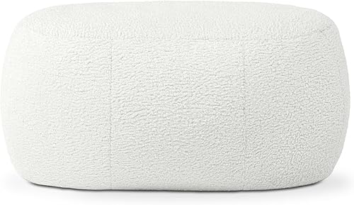 Miniatura 8 de Jaxx Ellis - Puf otomano de piel de oveja sintética para diseño interior moderno, ovalado, índigo