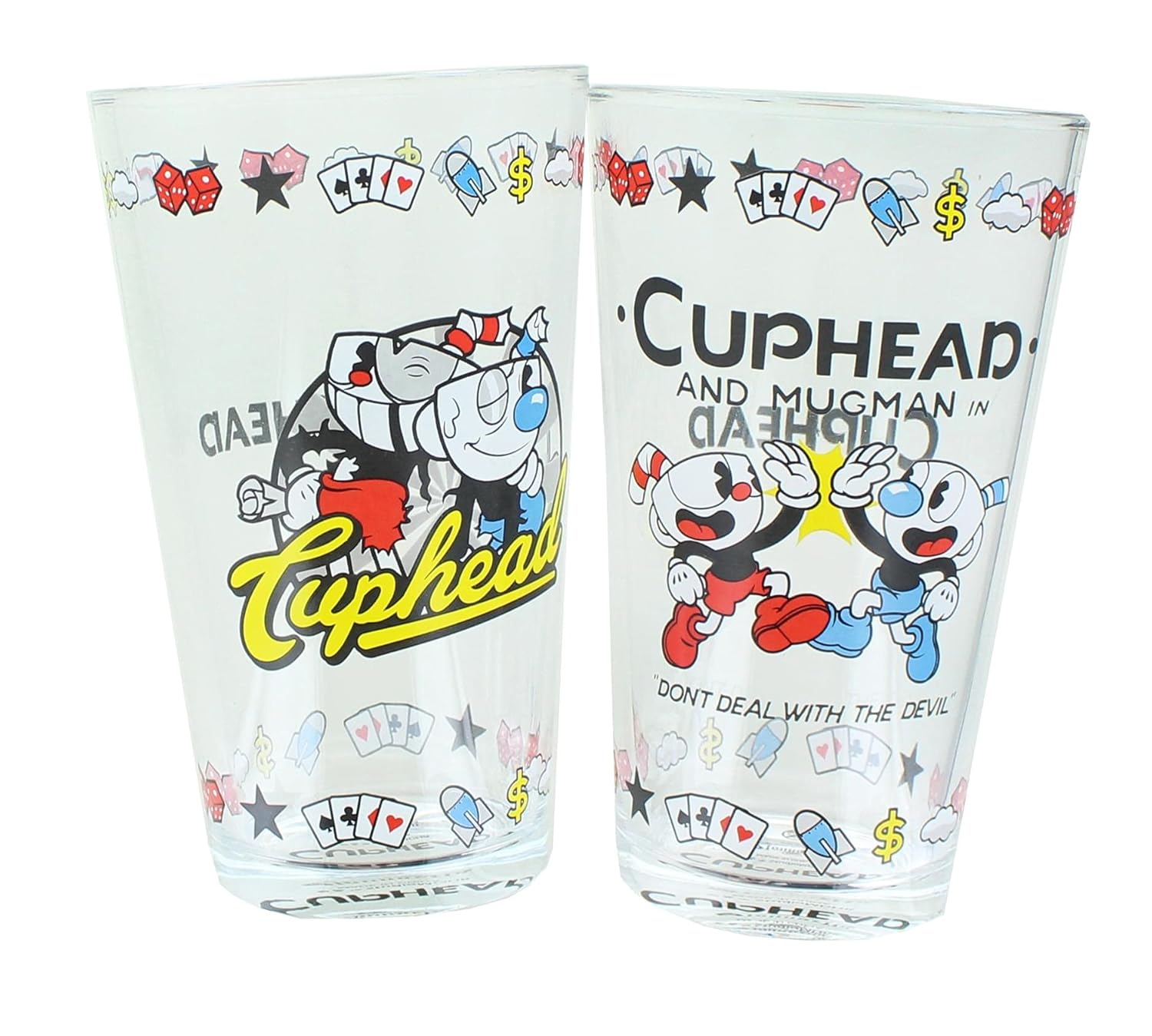 SET Cuphead and Mugman Pint Glass Amazon.in Home & Kitchen
