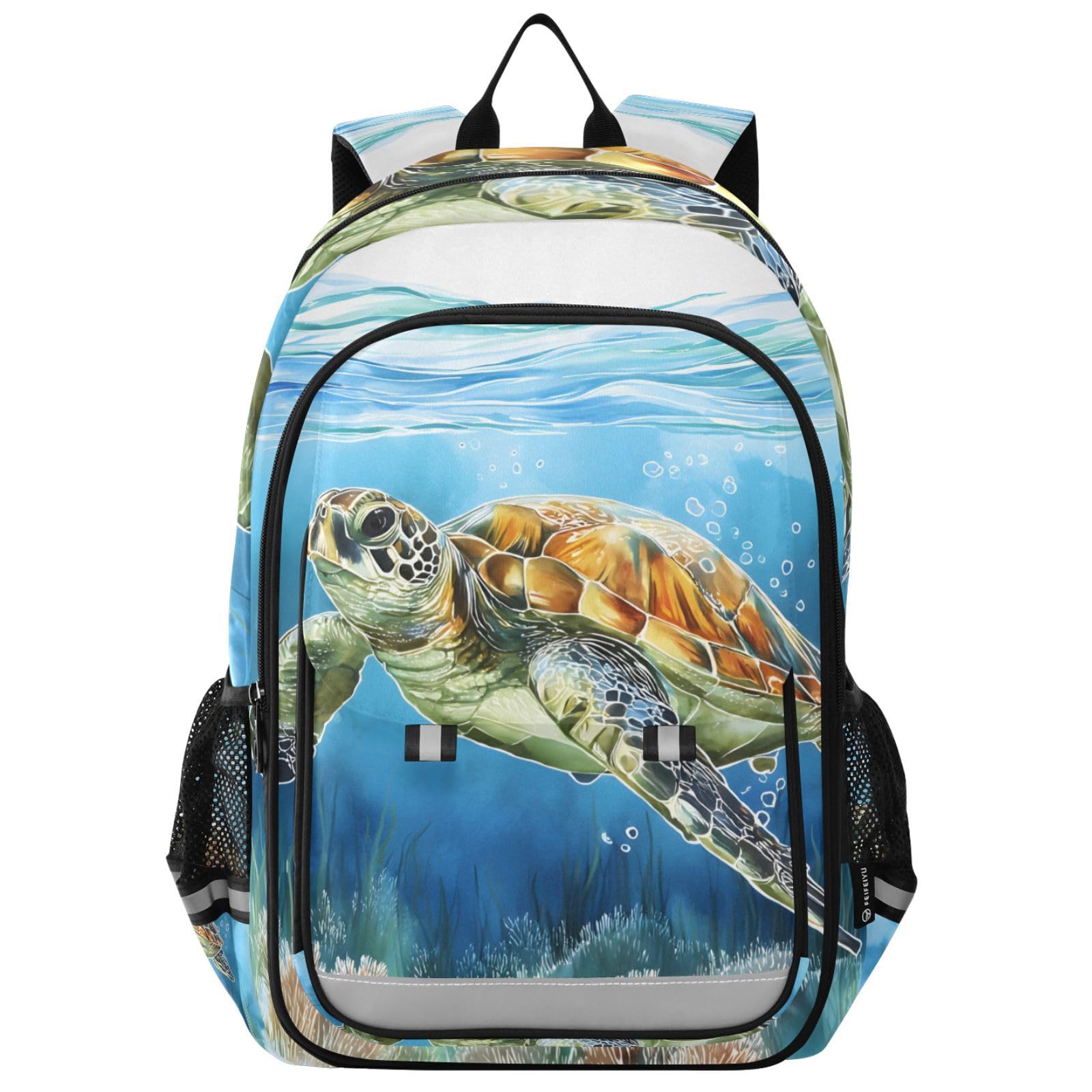 Mnsruu Sac à dos pour ordinateur portable 15,6" Motif tortue de mer Pour adolescentes et filles Sac à dos de voyage léger pour le travail universitaire 45 x 33 x 17 cm