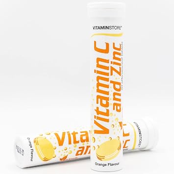 Vitamin Store Vitamin C and Zinc Effervescent Tablets - 3 Packs of 20 Orange Flavoured Fizzy Dissolvable Tablets for a Healthy Immune System - Vegan - One-a-Day VIT C and Zinc Supplement