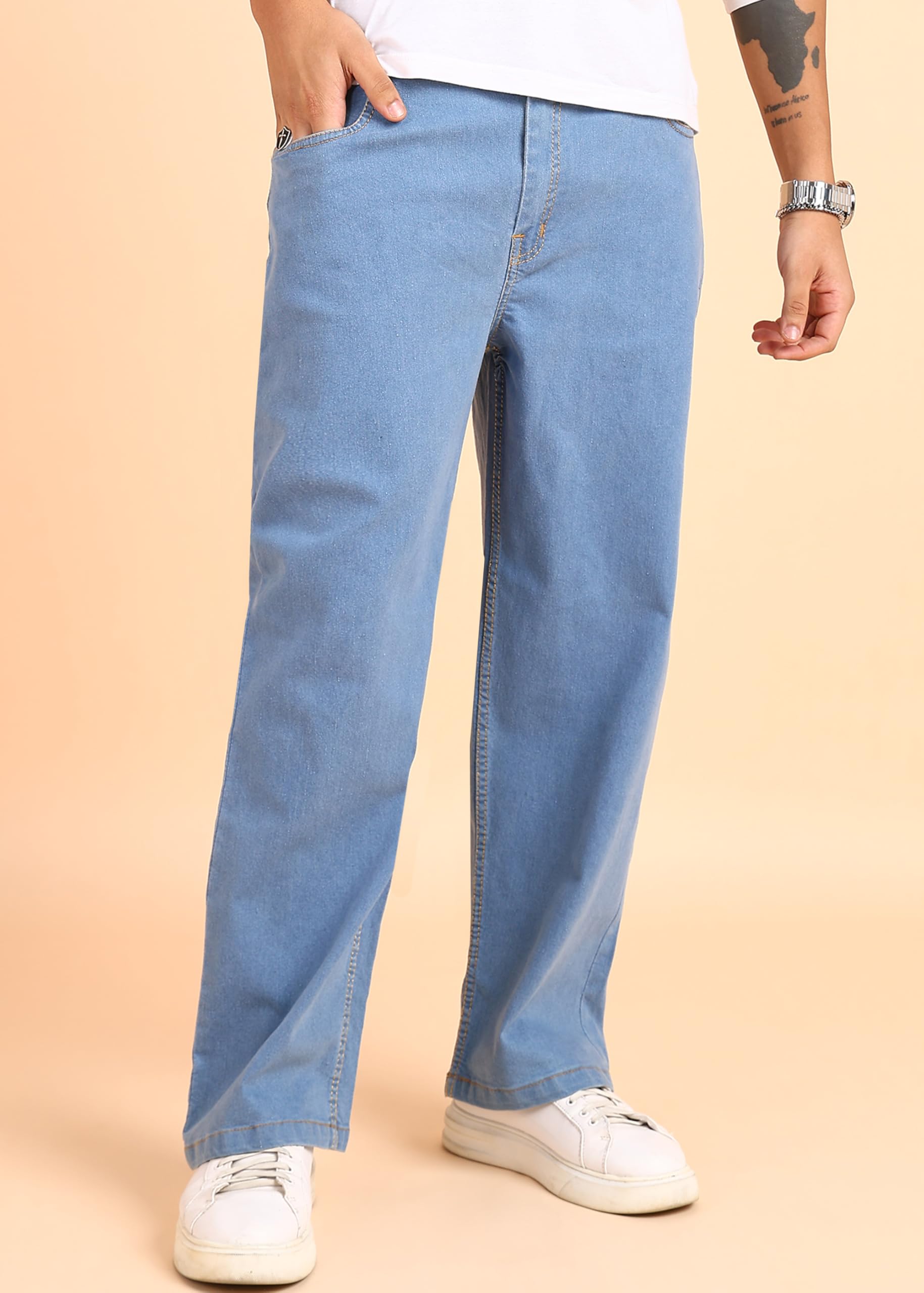 montrez Straight Fit Men Light Blue Mid Rise Jeans-picture-40