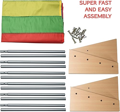 Miniatura 5 de Sagler Organizador de libros para niños pequeños – Estuche de madera para libros y revistas con 5 estantes de tela de nailon multicolor – Estantería