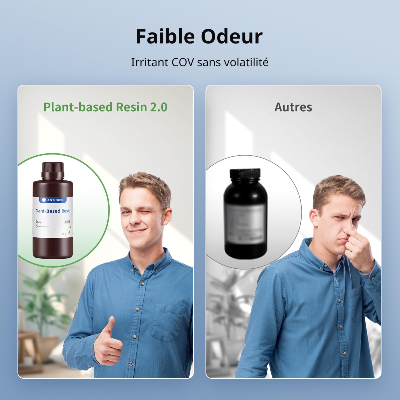 ANYCUBIC Résine à Base de Plantes 2.0, Résine pour Imprimante 3D LCD, Amélioration de la Résilience et Précision, Performance Stable et Faible Odeur, Noir