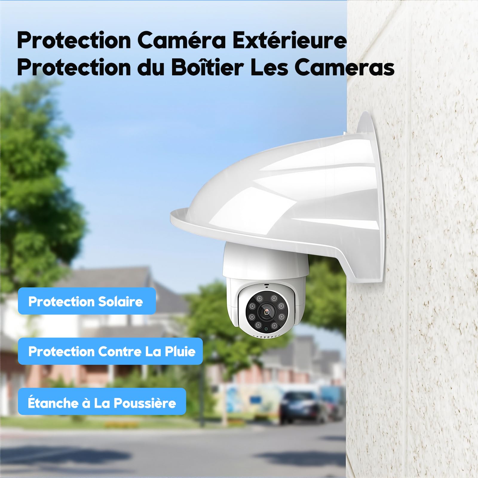 Boîte en Polypropylène 1 Pièce, Protection Imperméable pour Caméra, Pare-Soleil et Pare-Pluie Extérieur, Facile à Installer, Ivoire 22x27 cm