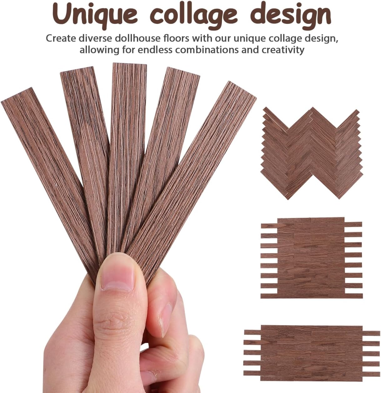 Angoily 40 Pcs Doll House Flooring Peel and Stick Miniature Floor Tiles 1 12 Scale Self Adhesive PVC Planks for DIY Dollhouse Decor Accessories Easy Assembly