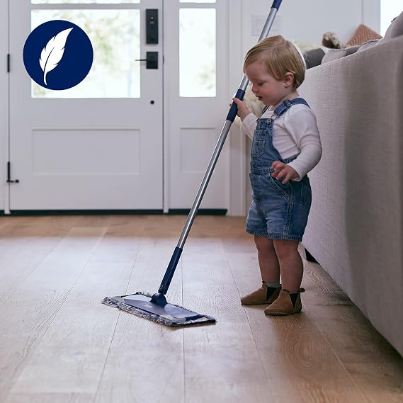 Bona Premium Microfibre Floor Mop Kit - Extra Large Adjustable Flat Mop - Incl. 1 Cleaning Pad, Blue