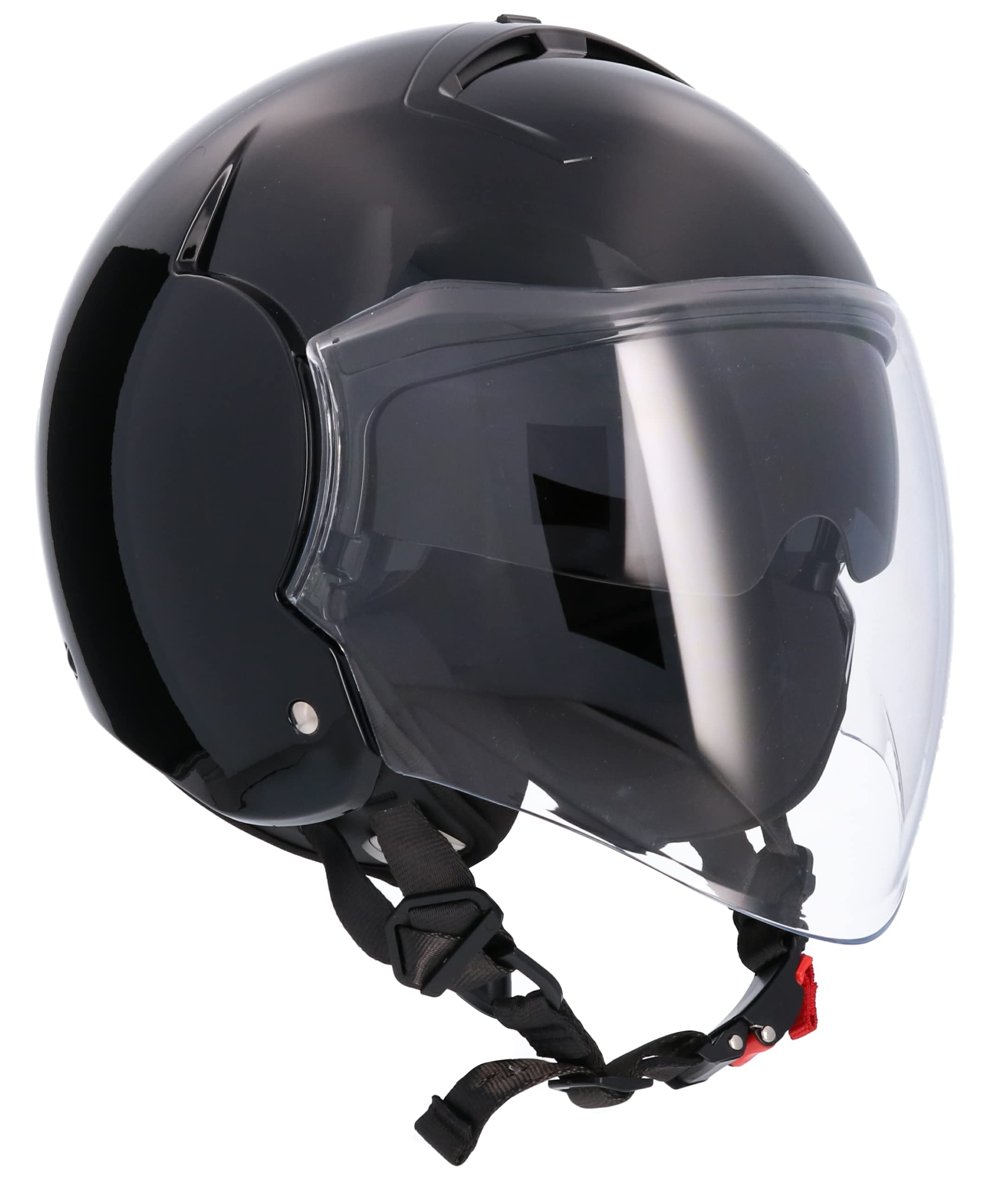 Casco Tokio SH-64 SV Monocolor HOMOLOGADO Unisex con Gafas DE Sol (Negro Brillo, XS)