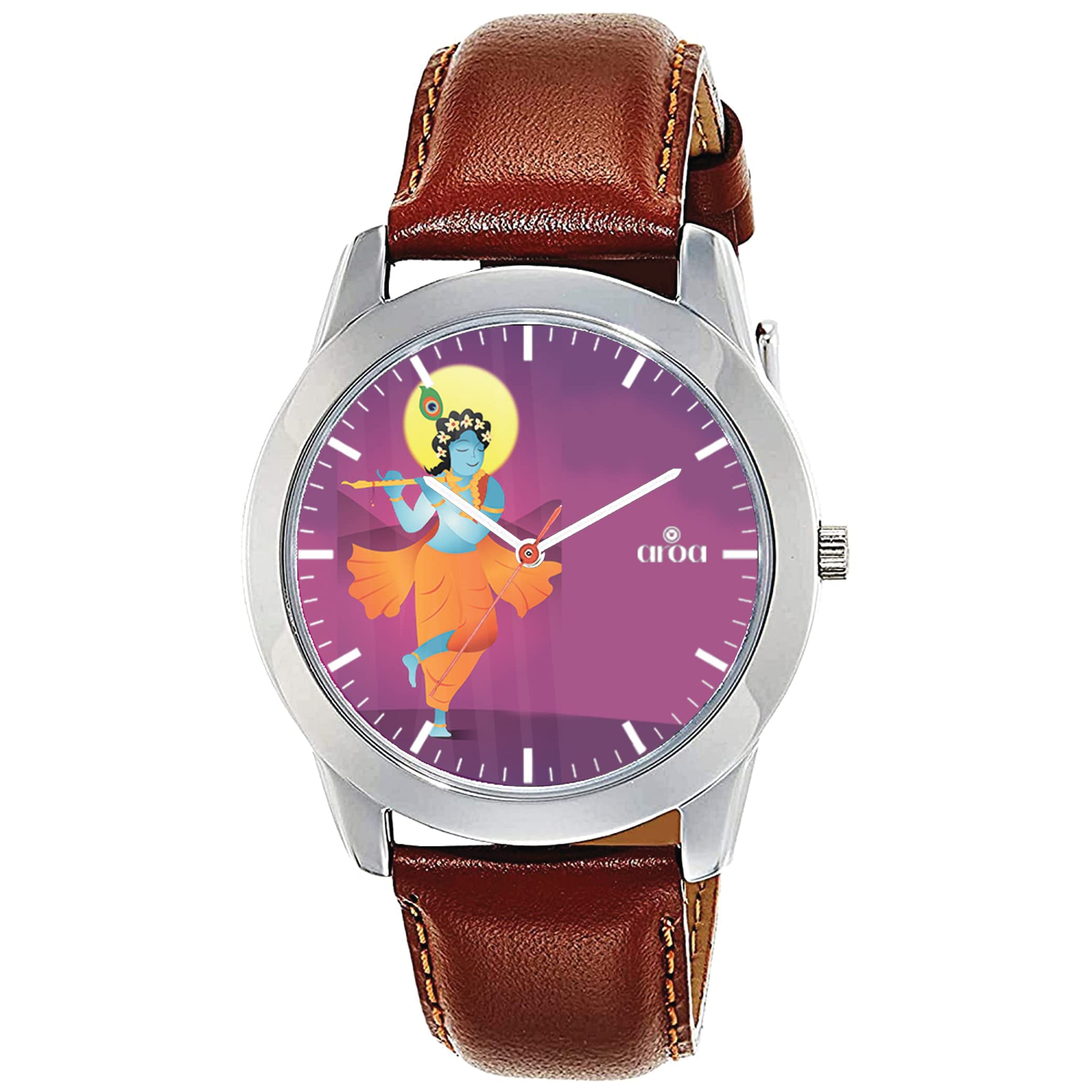 AROA Watch New Watch for Shree Krishna Beautiful Art Hindu Janmasthami God Steel Metal Type Analog Brown Strap Watch Violet Dial for Men Stylish Watch for Boys (B0C1CL2R39) Amazon Price History, Amazon Price Tracker