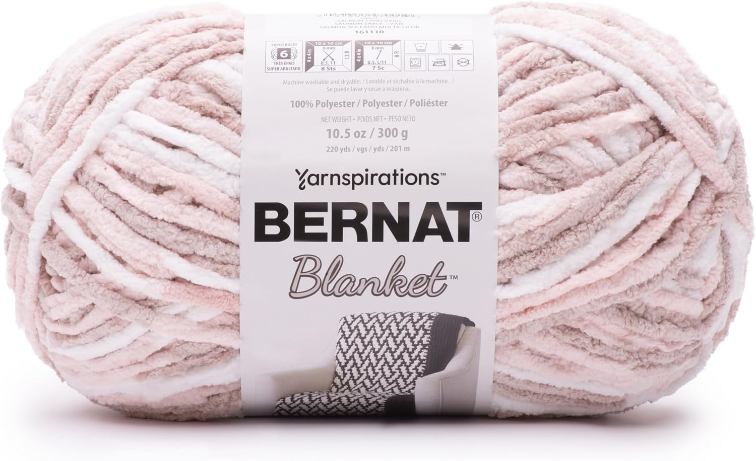 Bernat Blanket Big Ball Yarn-Salmon Sand Variegated 161110-10957