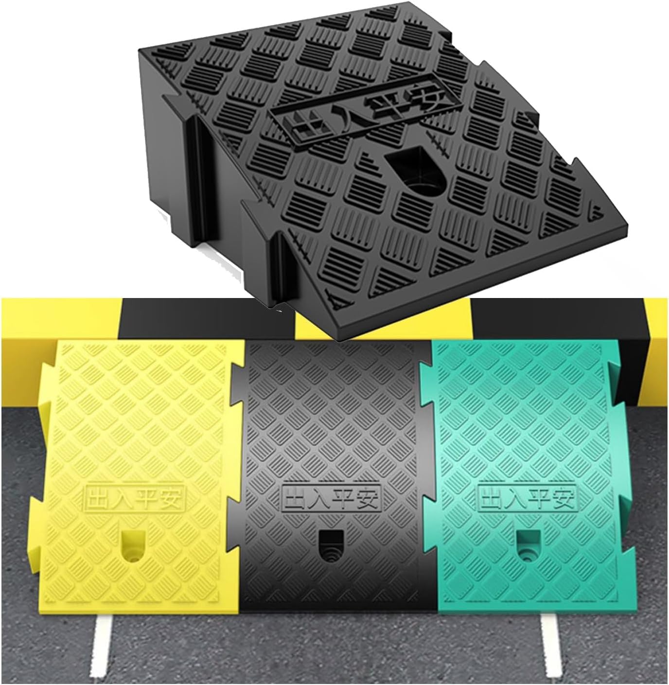 Kanduo Rampa podjazdowa Plastikowe rampy krawężnikowe, łączone przenośne maty podjazdowe dla wózków inwalidzkich i pojazdów(Nero,25x27x11cm)