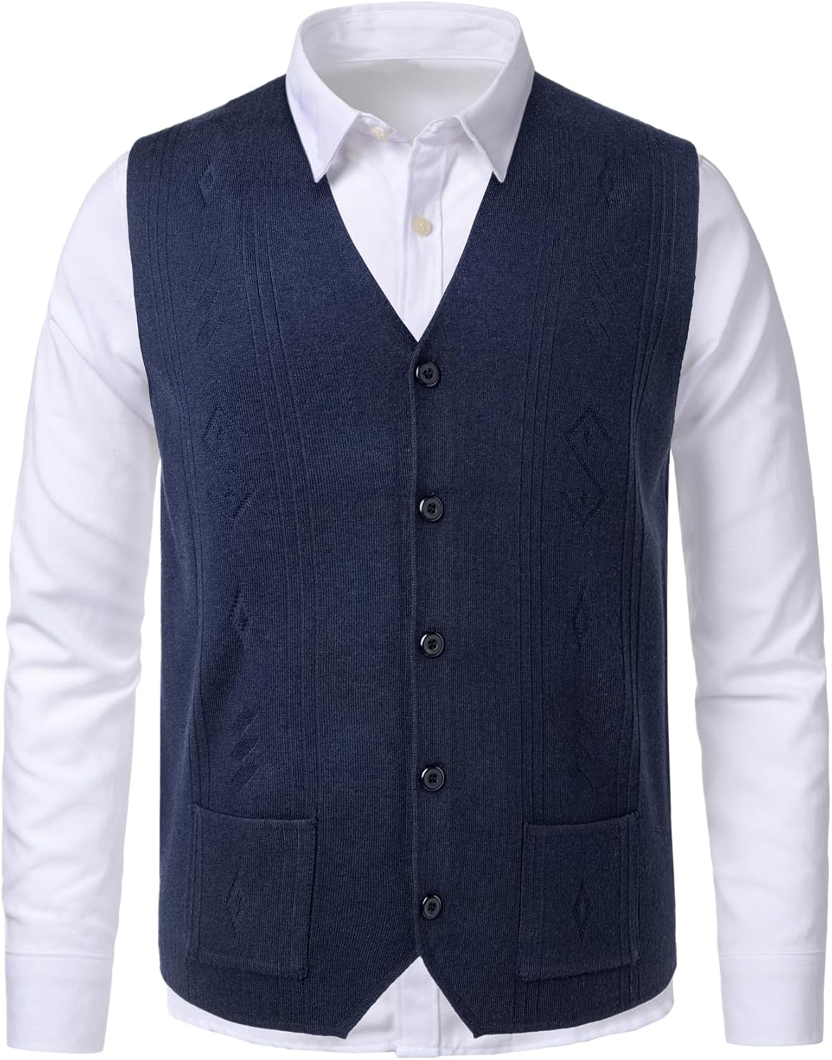 Beryielite Men's Sweater Vest V-Neck Knitwear Sleeveless Cardigan Vest Warm Tank Top