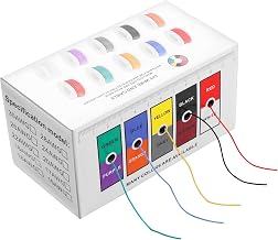 30 AWG Silicone Wire Set, 5 Colors 10M (50M Total), Super Flexible, Heat Resistant up to 200℃, Tinned Copper Wire - for Arduino, RC Models, Drones