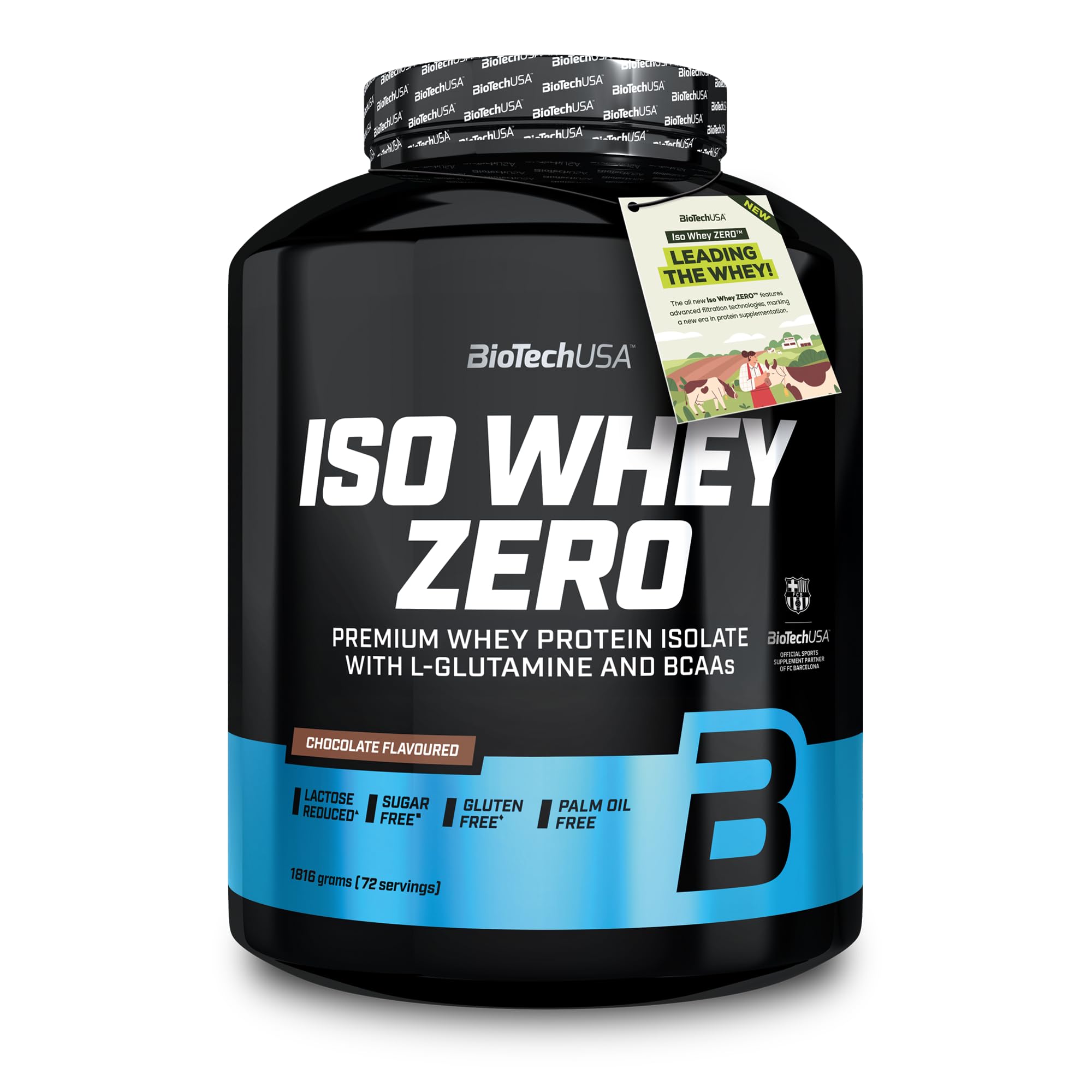 BioTechUSA Iso Whey Zero | Premium Whey Protein Isolate | Grass-Fed | Enzyme-Free | Sugar- and Gluten-free, 1816 g, Chocolat