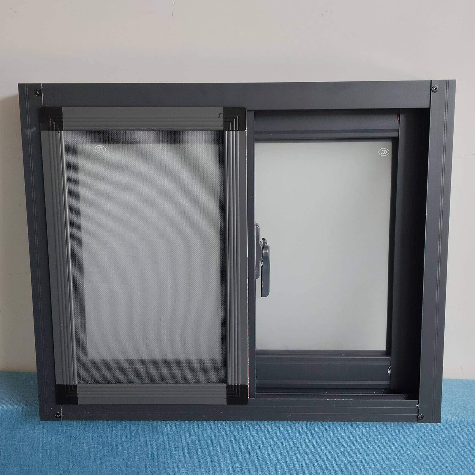 THNSAWX Sliding Window with Screen, Aluminum Alloy Shed Window, Basement Horizontal Replacement Windows, for Household Barns Bathroom(Gray,H100xW80cm/H39.3xW31.5in)