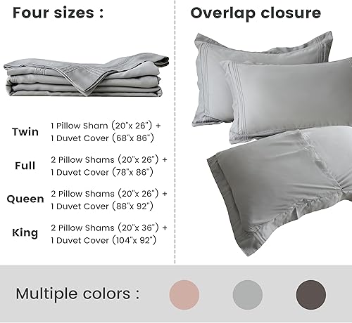 Miniatura 5 de Simple&Opulence Juego de funda de edredón 100% lyocell Tencel de 3 piezas, funda de edredón transpirable refrescante suave y sedosa, juego de cama