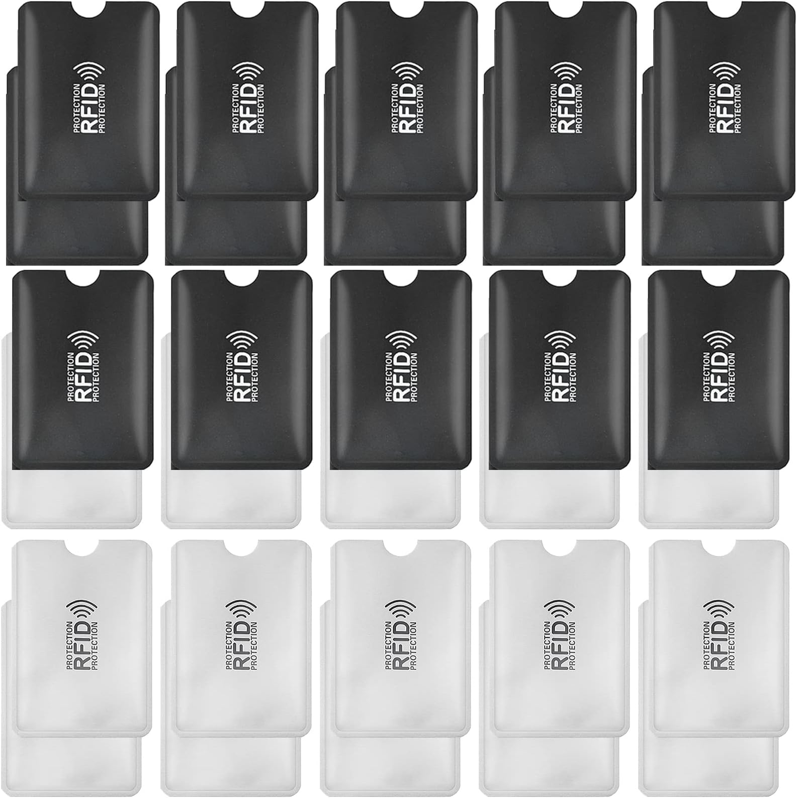 Molain RFID Blocking Sleeves, 24 Pieces RFID Card Holder Identity Credit Card Sleeves Set Card Protector for Women Men, 15 black+15 white, Classic