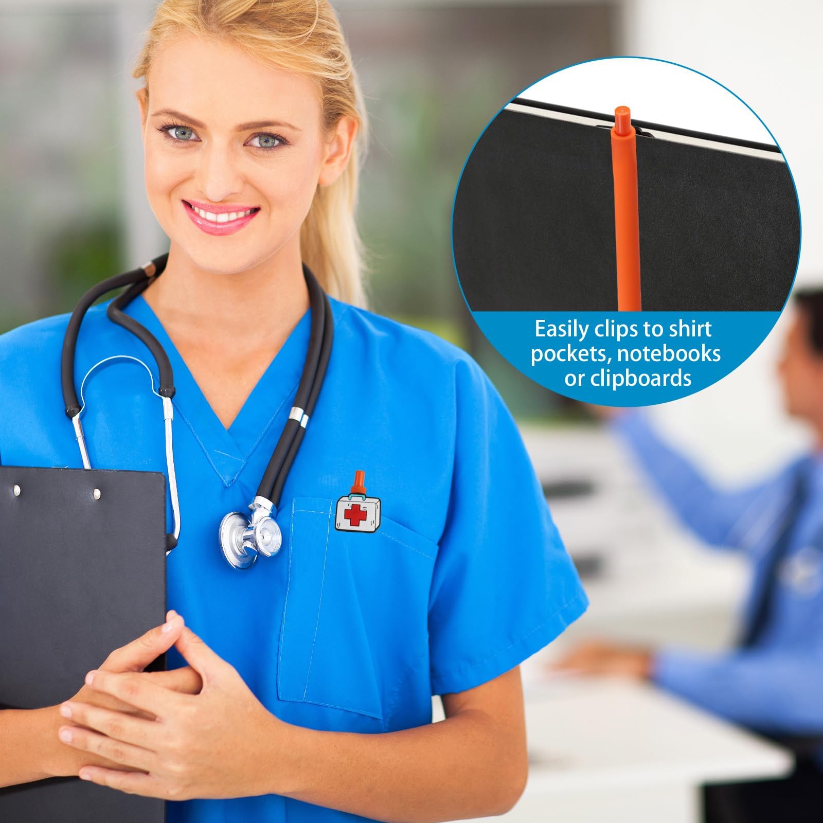6 Pcs Cute Nurse Pens Funny Nursing Pens 1.0mm Retractable Cartoon Ballpoint Pen Gift for Nurses Doctor Medical Assistants Students Healthcare Workers Appreciation Gift Nurse Accessories for Work - Image 3