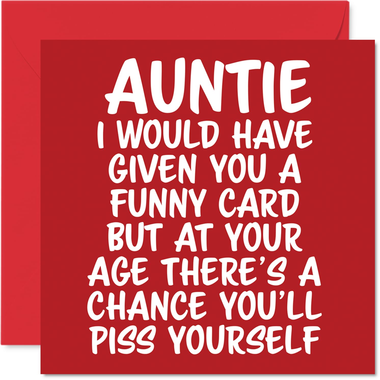 Rude Auntie Birthday Card - P*ss Yourself - Funny Happy Birthday Card for Auntie from Nephew Niece, 145mm Joke Humour Bday Greeting Cards
