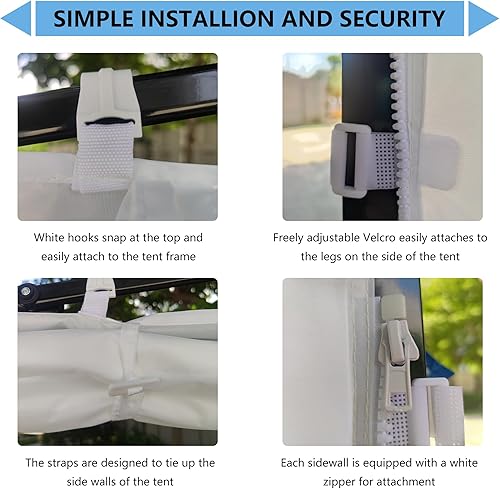 Miniatura 3 de Paredes laterales de tienda de campaña instantáneas para toldo desplegable de 10 x 10, toldo impermeable al aire libre y protección UV, 1 paquete de