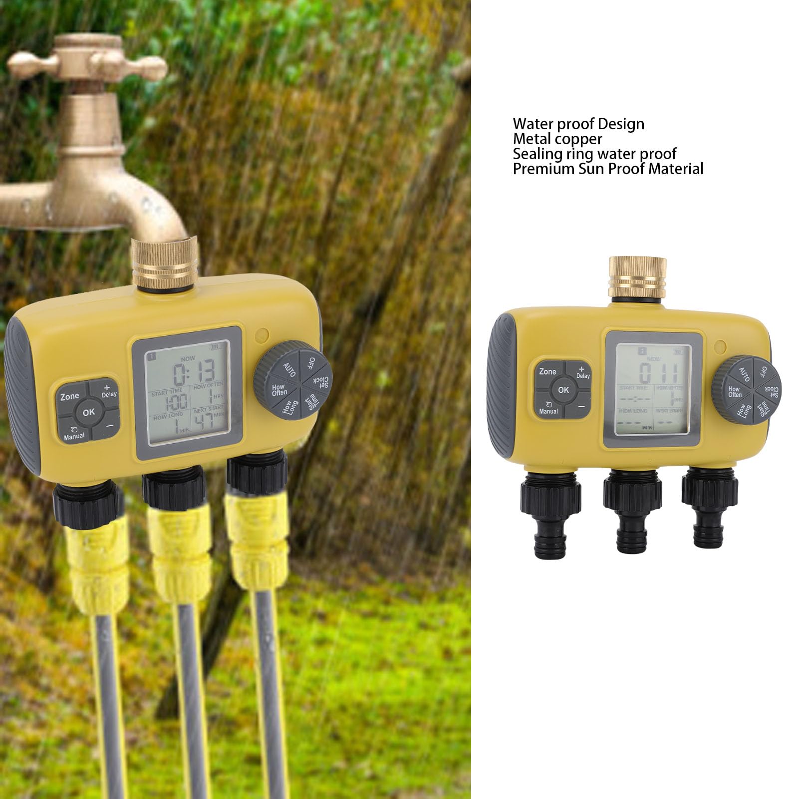 Sonew Timer da Giardino con Ritardo Pioggia IPX5 Modalità Automatica Manuale per Orto, Prato, Aiuola