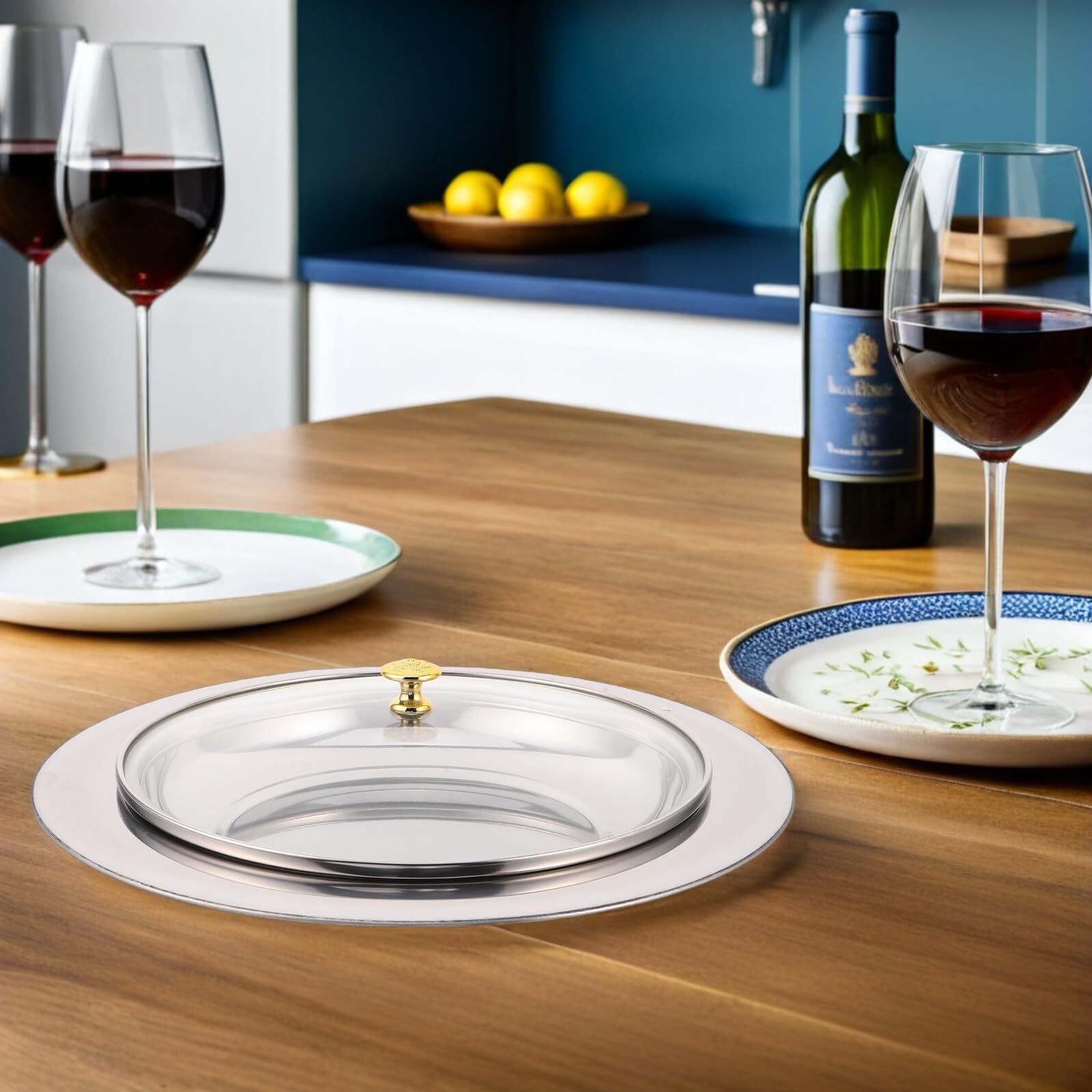 Set Vassoio per Pane della Comunione in Acciaio Inox con Coperchio in Vetro Piatto per Distribuzione Comunione Chiesa Forniture per Cerimonie Religiose Indoor e Outdoor