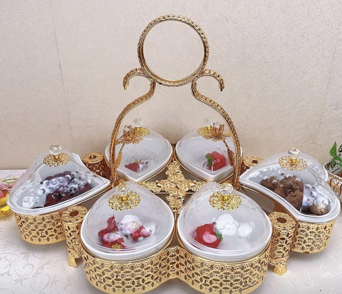 Heart shaped 6 Section Condiment/mixed Nuts, Mewa Dani, Snack