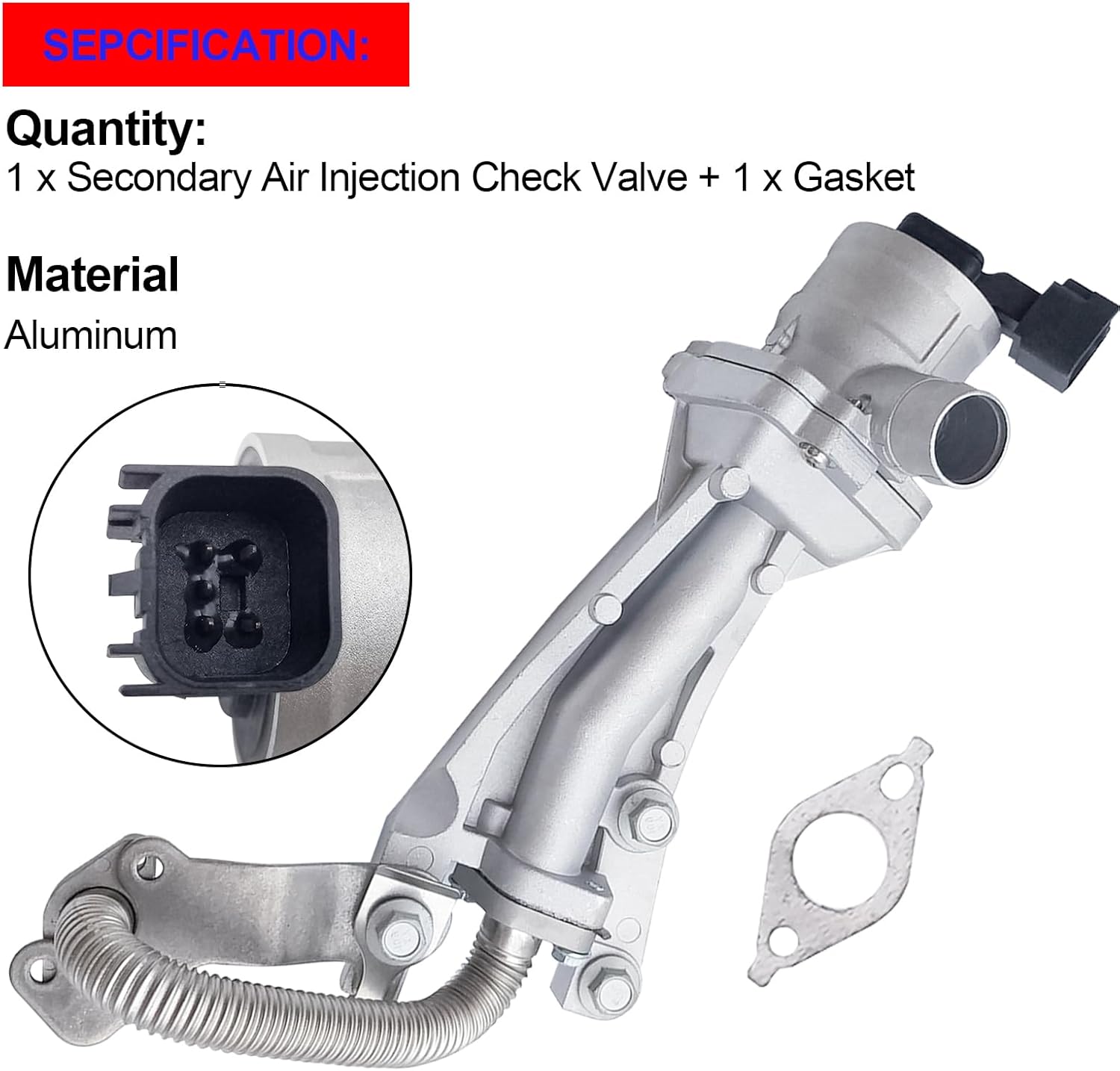 SMMS 911-153 Secondary Air Injection Check Valve Compatible with Chevy Buiick Carlo Impala LS LT Monte Coupe Lucerne CX CXL, Replaces OE: 12619123 12659290, New