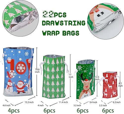 Miniatura 2 de Bolsas de regalo de Navidad de varios tamaños, 22 bolsas de Navidad con cordones para regalos, bolsas de regalo, bolsas de regalo, bolsas de regalo,