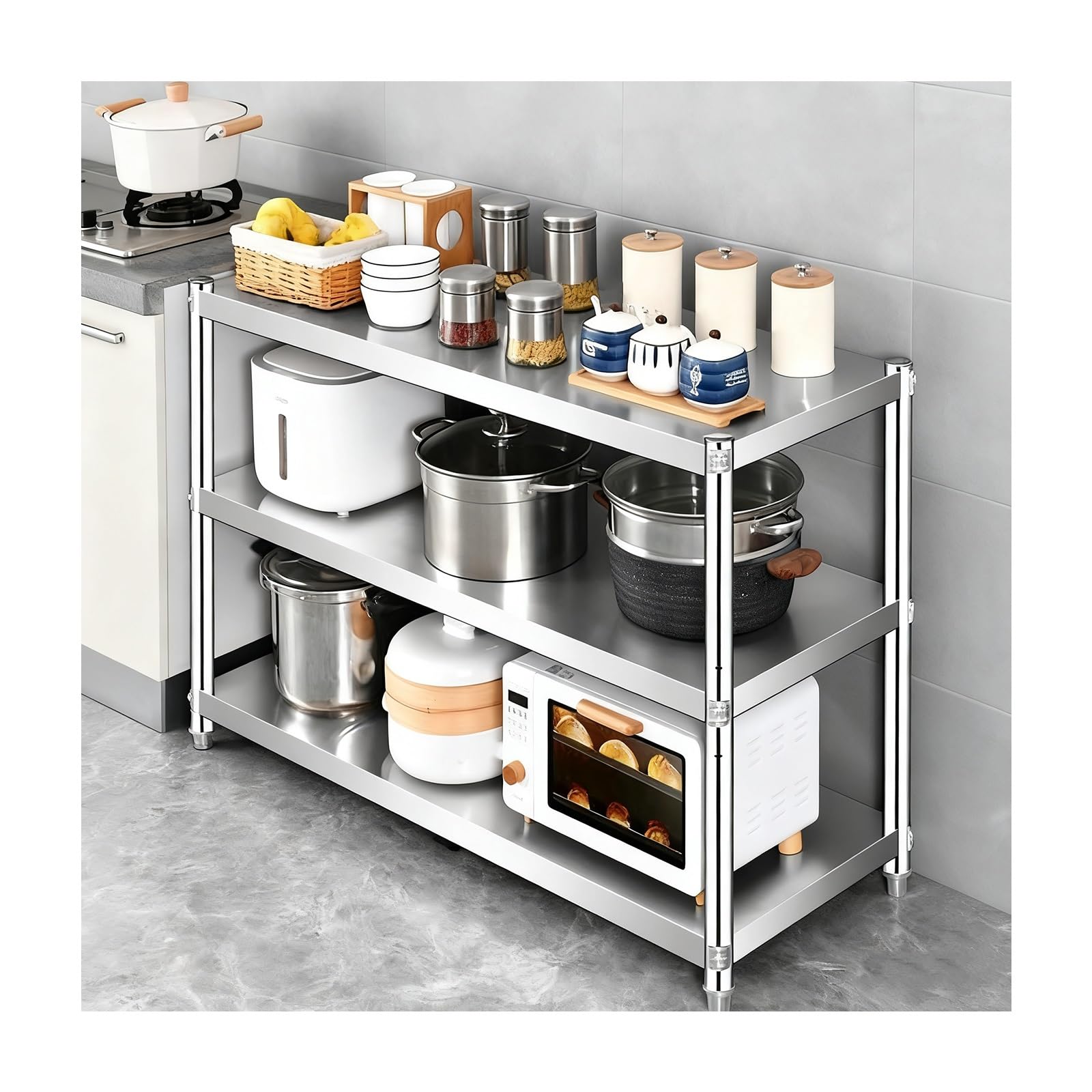 Mini mensola da cucina compatta per ristoranti, negozi, magazzini, case e garage (60 cm, 30 x 35 cm), versatile per piccoli spazi