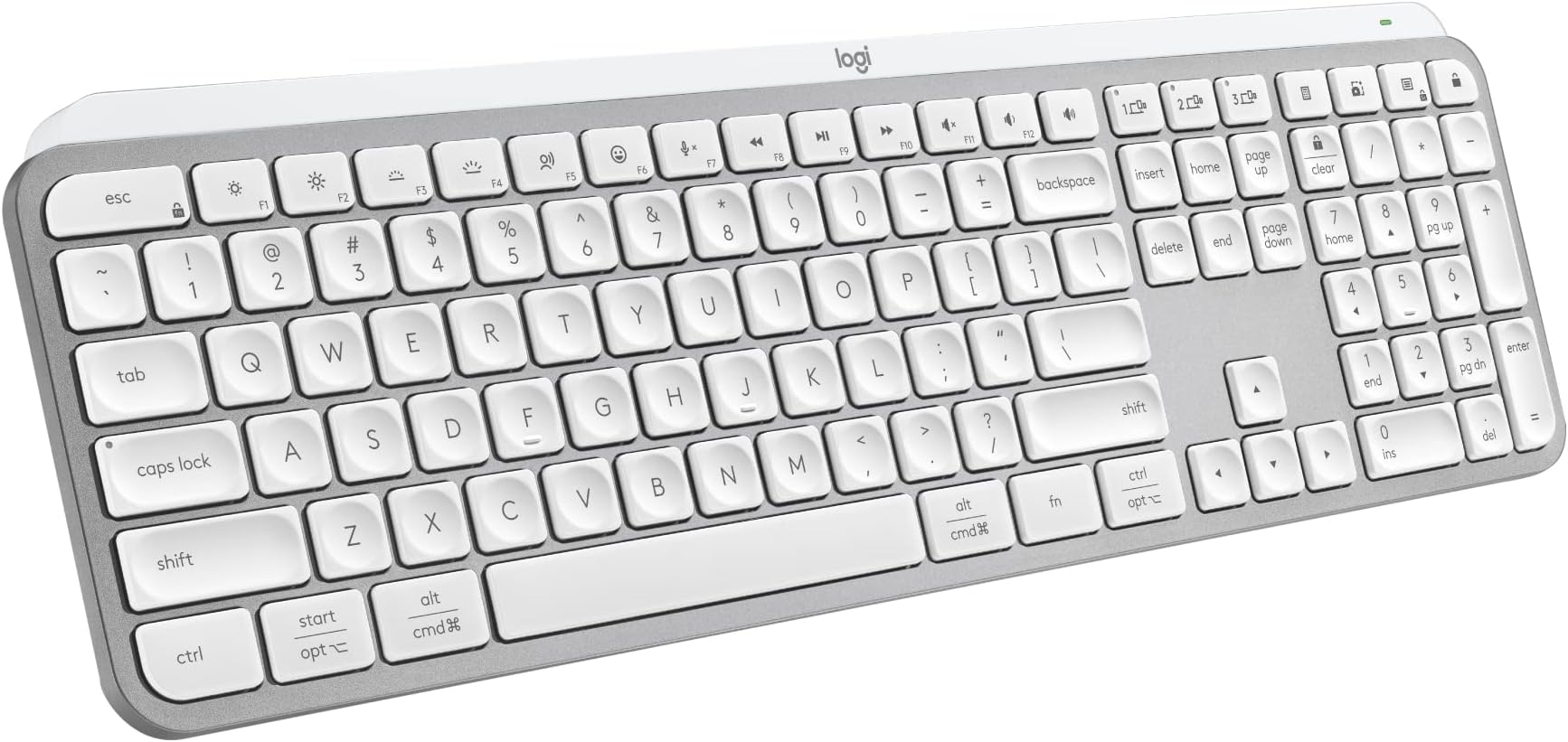 MX Keys S Wireless Keyboard, Low Profile, Fluid Precise Quiet Typing, Programmable Keys, Backlighting, Bluetooth, USB C Rechargeable, for Windows PC, Linux, Chrome, Mac - Pale Grey