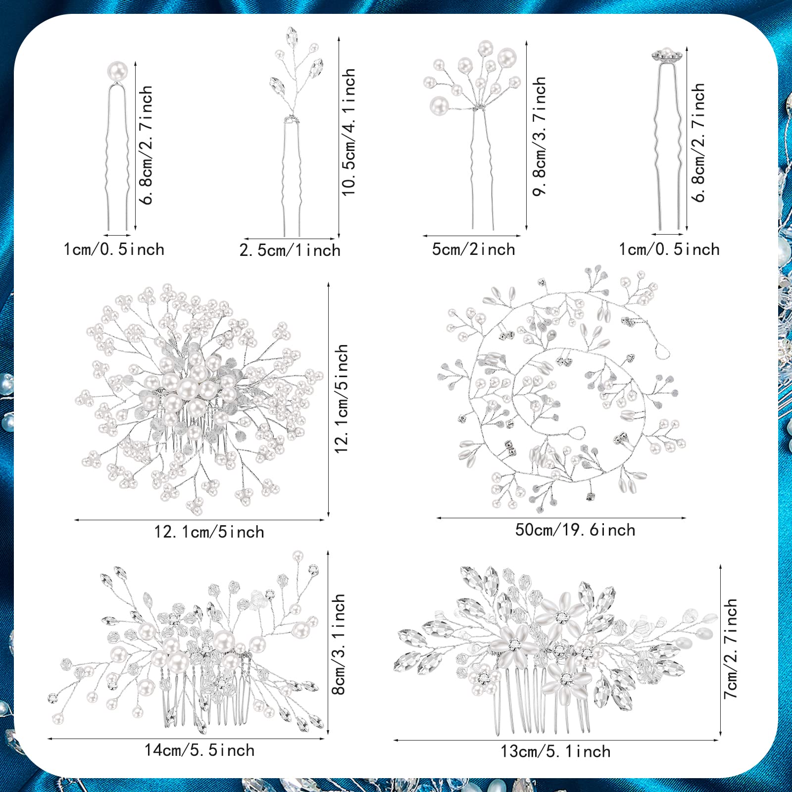 Maitys 44-Piece Faux Pearl Crystal Hair Accessories Set