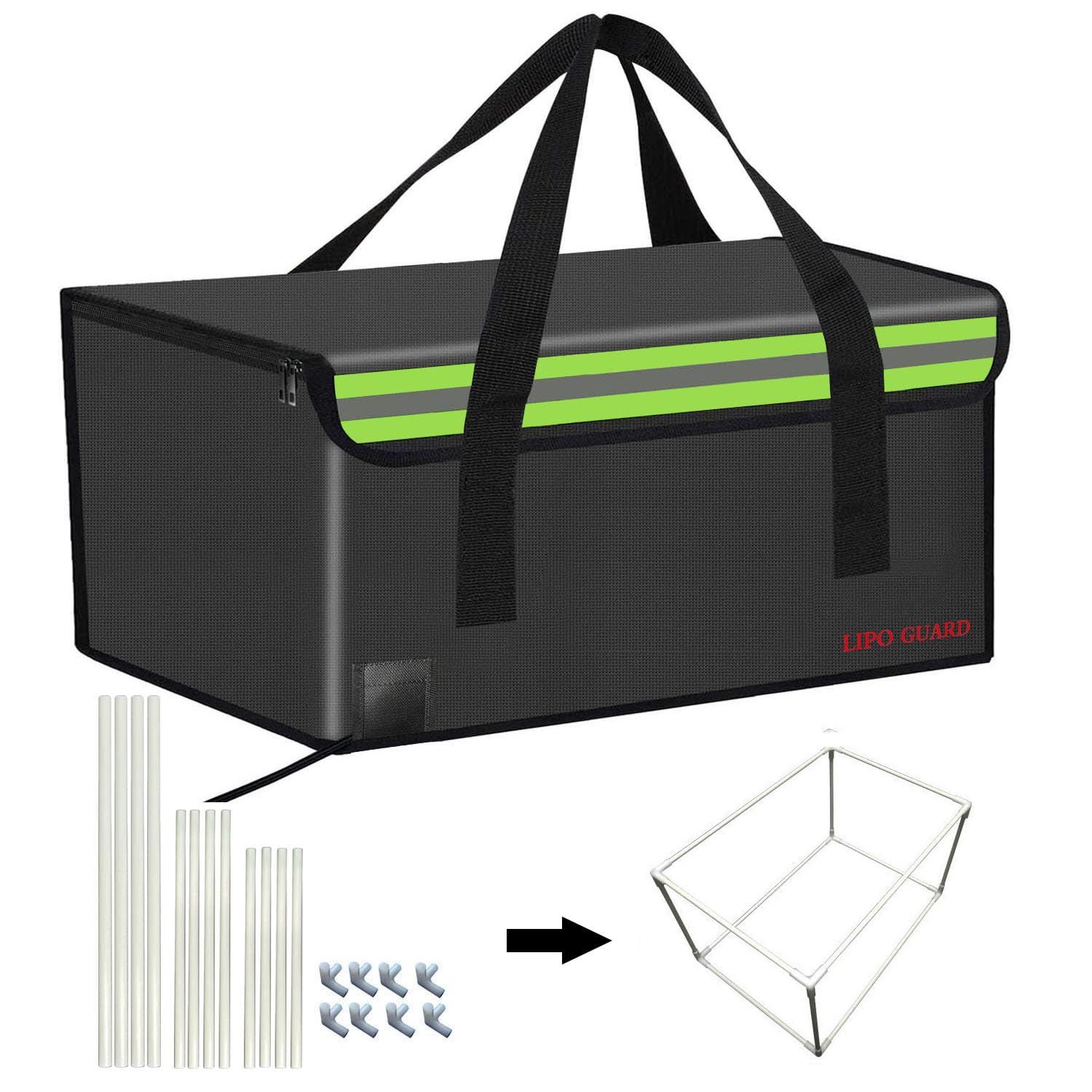 Lipo Safe Tasche, 50 x 35,1 x 30 cm, mit Unterstützung, feuerfeste Tasche für Lipo Akku, Aufbewahrung, Ladetransport, Zuhause, Büro, Reisen, feuerfest, sicher für Bargeld, Wertsachen, Schmuck