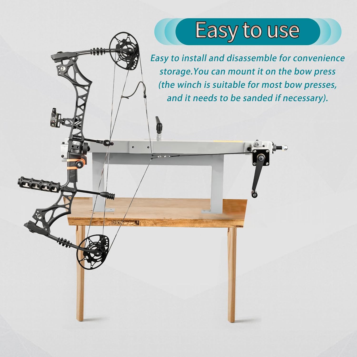 SPG Archery Draw Board for Compound Bow - Hand Crank Compound Bow Draw Board with Upgraded Tow Rope 100lbs Pulling Capacity Professional Bow Maintenance Tool Fits Most Bow Press