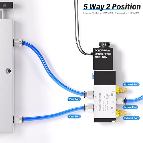 Miniatura 50 de TAILONZ PNEUMATIC Válvula solenoide de 1/4 "NPT 4V210-08 DC12V sola bobina accionada por piloto eléctrica 2 posiciones 5 vías Tipo de conexión Caja