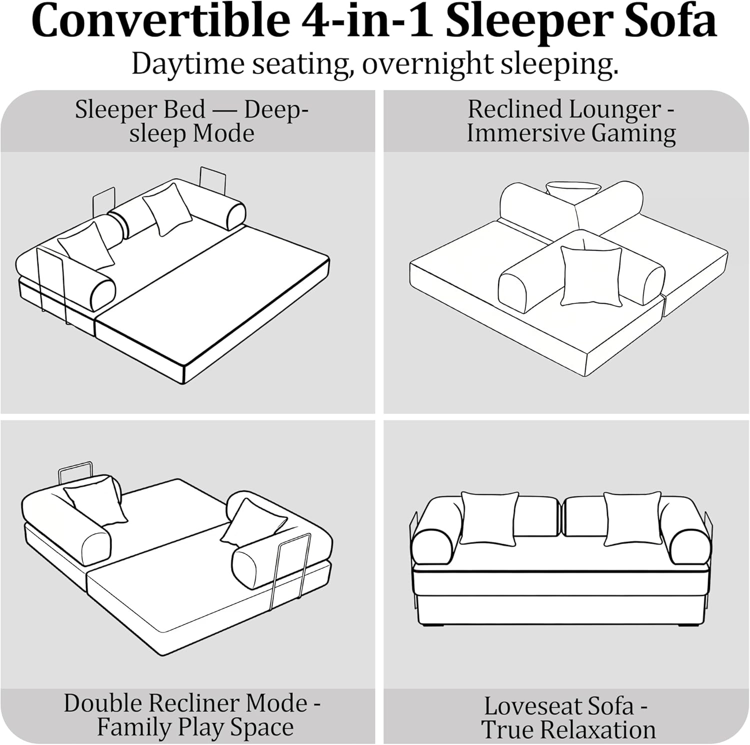 59'' Convertible Compressed Corduroy Folding Sofa Bed, Modern Boneless Pull Out Loveseat Sleeper in a Box, 4 in 1 Floor Mattress Futon Cloud Couch, No Assembly Needed, Navy Blue, 2 Pillows, Queen
