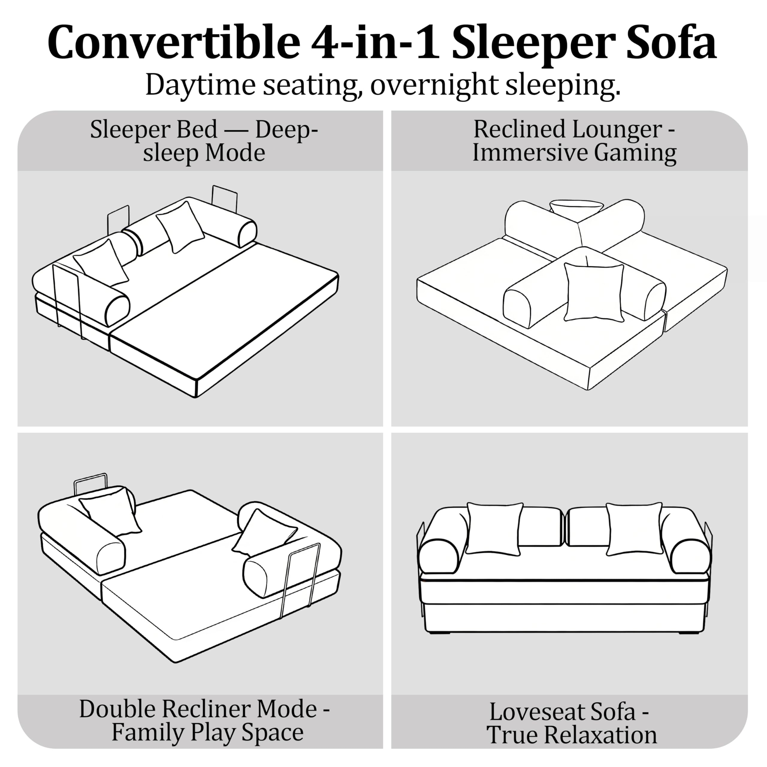 59'' Convertible Compressed Corduroy Folding Cloud Sofa Bed, Modern Boneless Pull Out Loveseat Sleeper in a Box, 4 in 1 Floor Mattress Futon Cloud Couch, No Assembly Needed, Green, 2 Pillows, Queen
