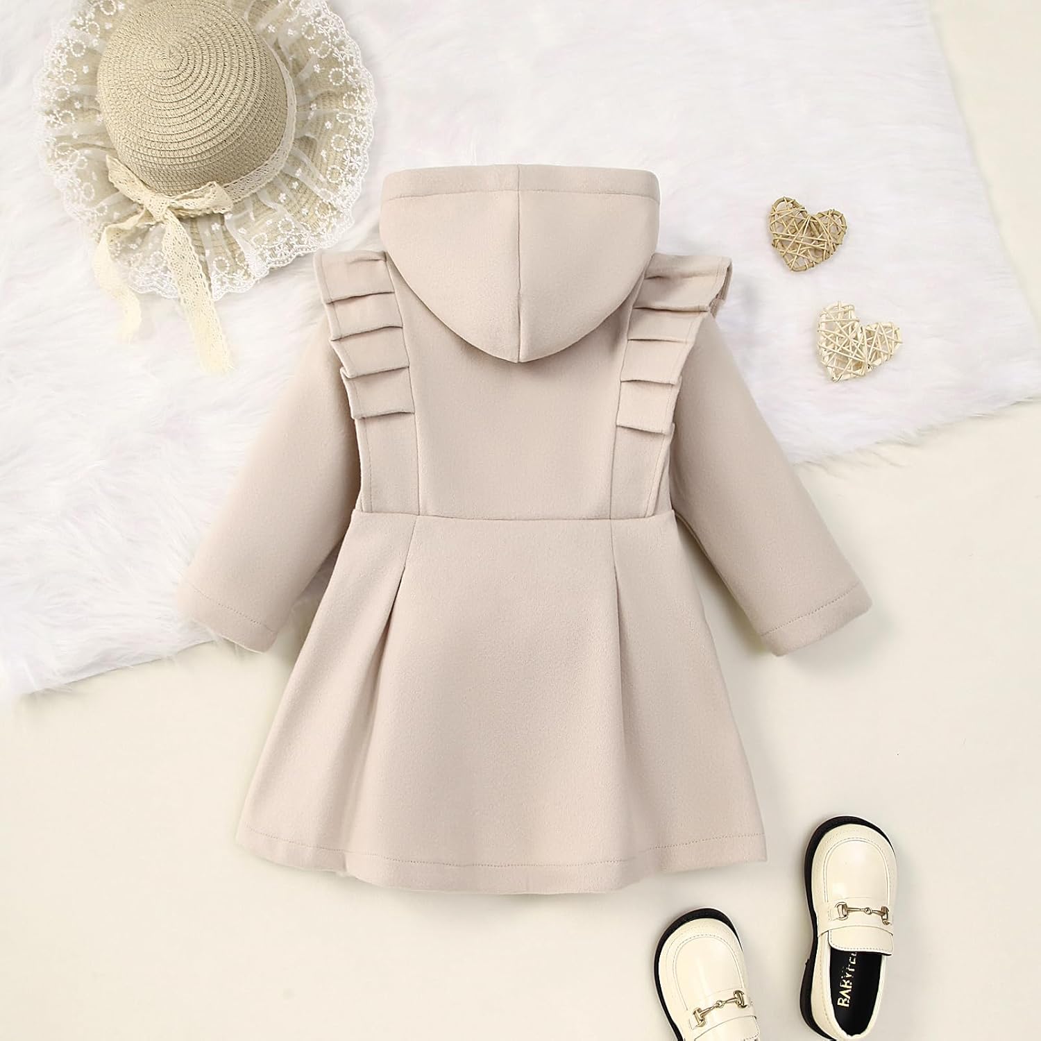 Toddler Baby Girl Clothes Jacket Coat Long Sleeve Solid Color Buttons Hooded Trench Coat Dress Fall Winter Outfit - Image 2